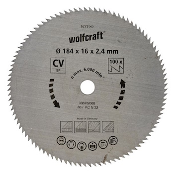Wolfcraft kružna testera za ručne cirkulare CV ø184x16x2.4mm 6273000 Wolfcraft kružna testera za ručne cirkulare CV ø184x16x2.4mm 6273000
